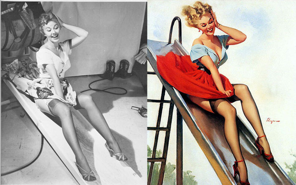 Pin-up dekleta pred in po retuši (brez uporabe Photoshopa)