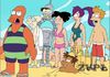 Zaposleni v Planet Experss: Zoidberg Farnsworth Bender Amy Hermes (v pesku) Leela in Fry - thumbnail