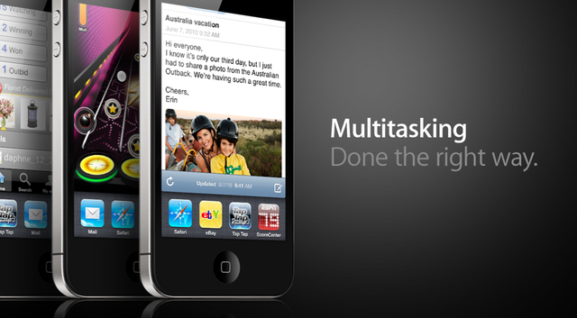Večopravilnost oz multitasking v novem iPhone 4 / vir: Apple.com