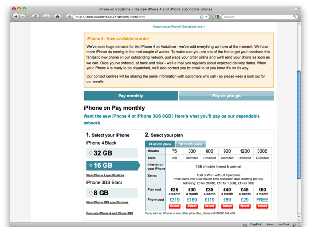 iPhone 4 je na voljo pri Vodafone UK