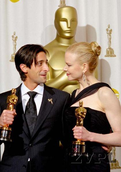 Adrien Brody in Nicole Kidman (˙ AMPAS)