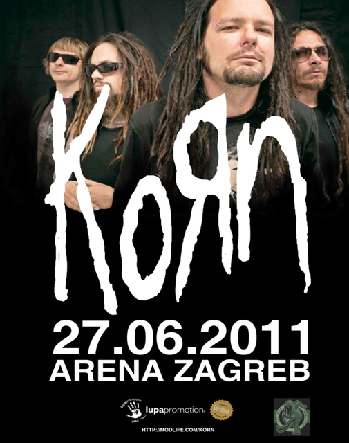 KoЯn 26. junija 2011 prihajajo v Zagreb / plakat: Lupa Promotion