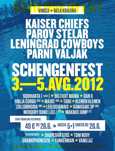 Schengenfest '12: Kaiser Cheifs, Parov Stelar, Leningrad Cowboys, Parni Valjak in mnogi drugi od 3. do 5. avgusta v Vinici